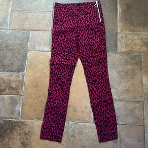 Zara red black Leopard print skinny stretch pants XS